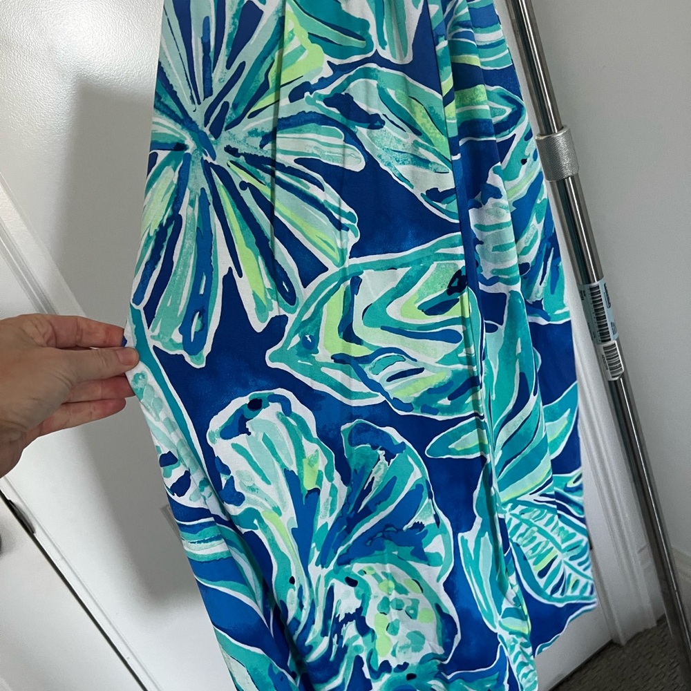Lilly Pulitzer Blue and Green Floral Maxi Dress